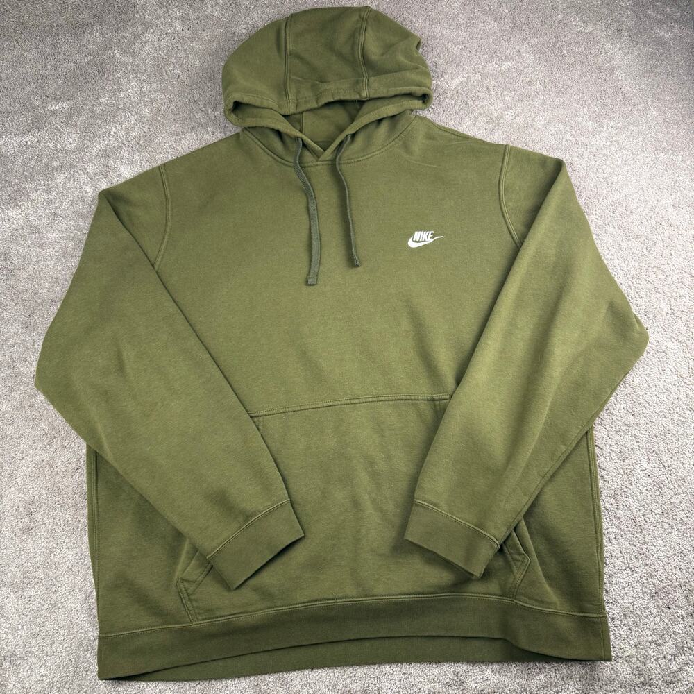 Nike Hoodie Olive Green Pullover Sweatshirt Size XXL Streetwear Sportswear